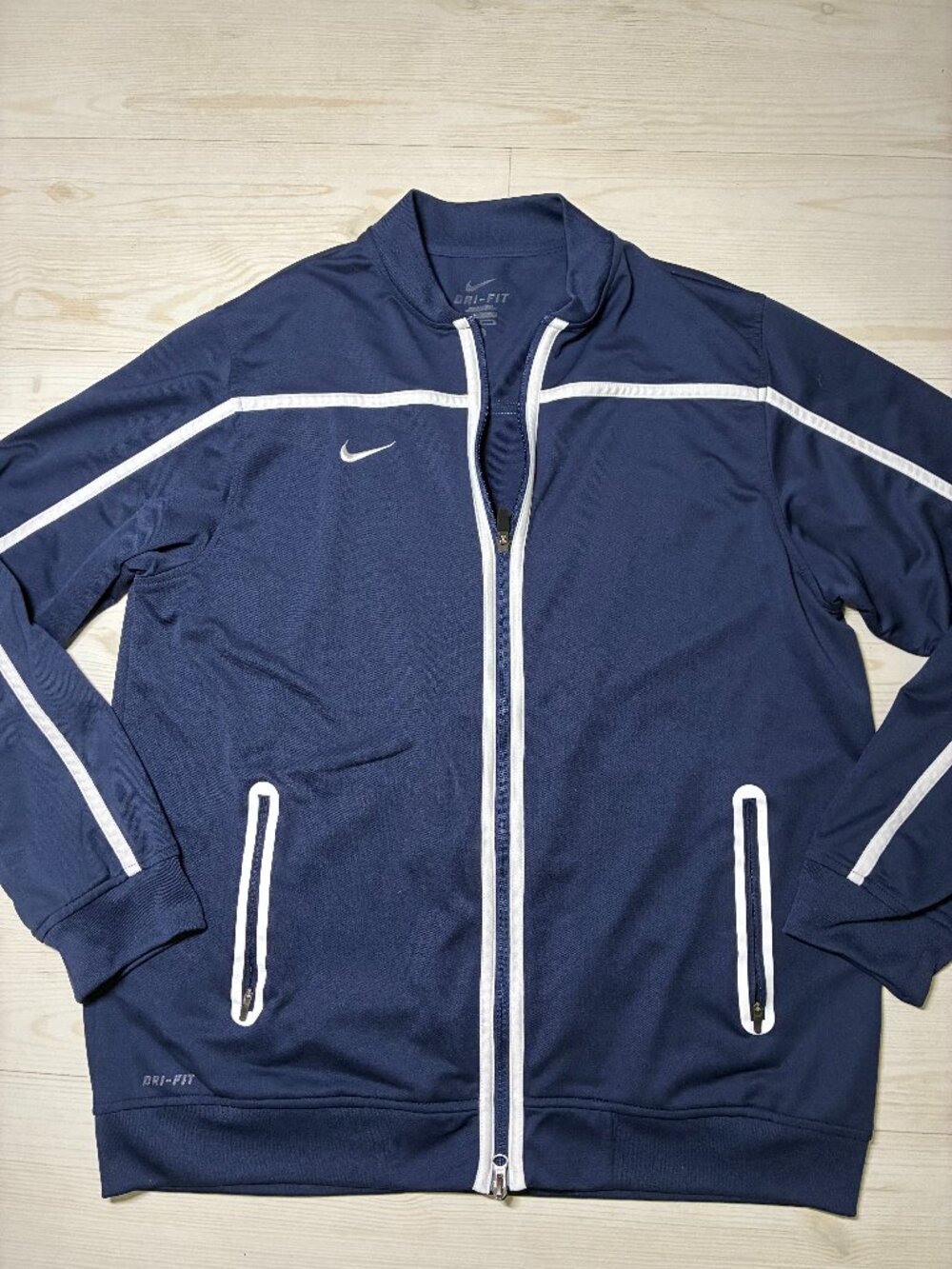 Nike BB10 Warm Up Track Jacket Men's Navy-Blue Dri-Fit Full Zip Size-Large